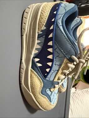 Puma Kids Light Blue Shark-Graphic Sneakers